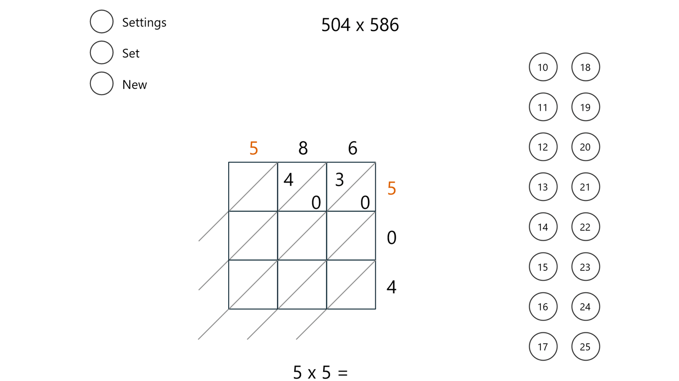 An app for learning and teaching the ancient lattice multiplication method.