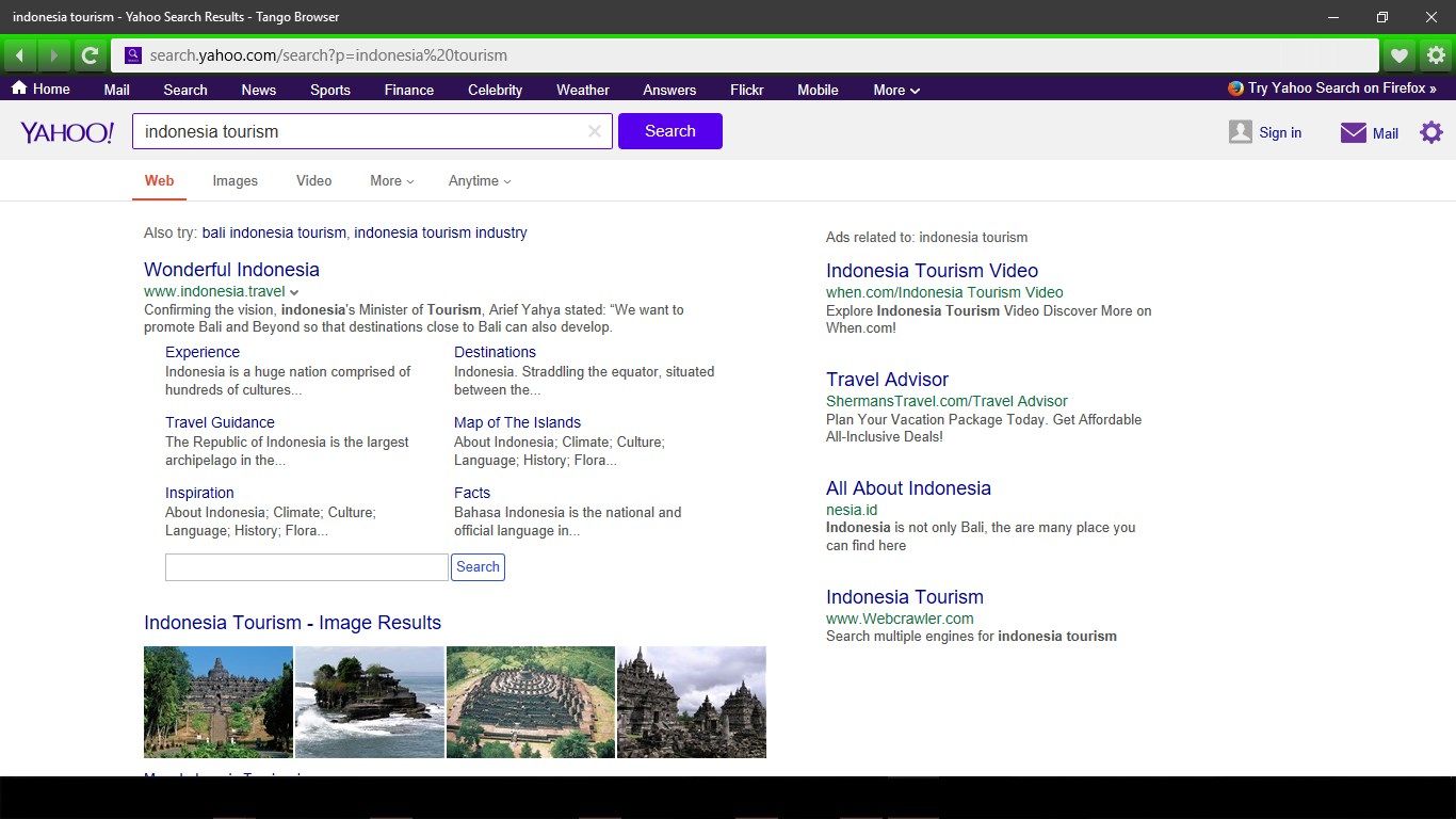 Yahoo column, it has a function to search the words by using basic yahoo engine search.