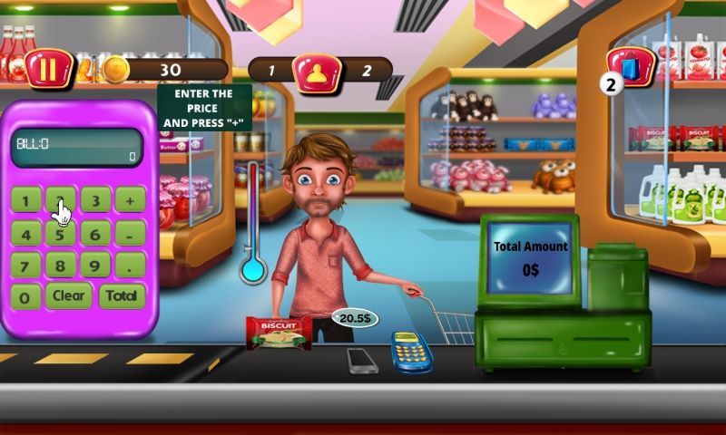 Supermarket Cashier Kids : handle money, use cash register and POS in this Supermarket Cashier Shopping game ! FREE